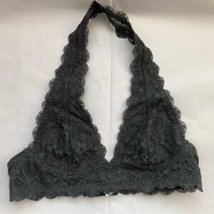 Free People Lace Charcoal Grey Halter Bralette